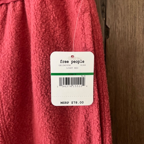 Free People Intimately Hi Rise Cozy Soft Fleece Joggers Light Red Size Large NWT - Picture 5 of 8